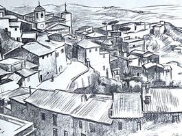 Otto Ernst Alte Lithographie „Rocca di Papa“(1935) 50x40cm